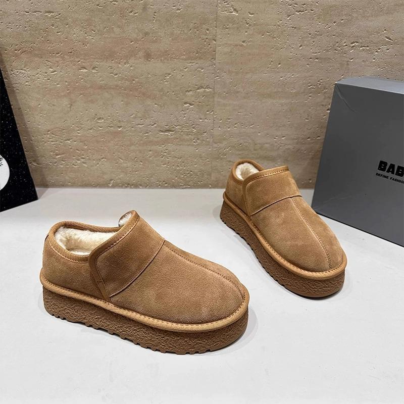 thick-soled short snow boots women's 2025 winter new comfortable and versatile retro thick-soled piled thickened warm cotton shoes