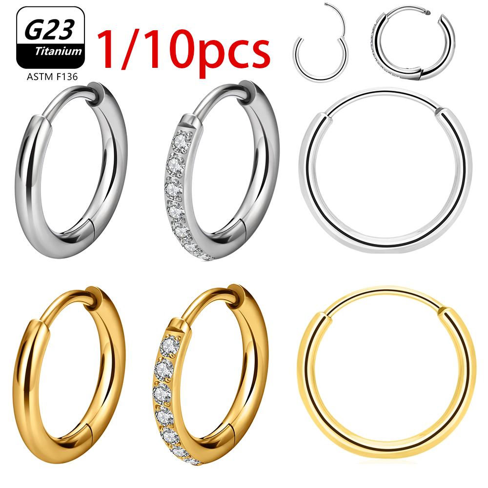 1/10pcs G23 Titanium Hoop Earring For Women Piercing Nose Ring ASTM F136 Body Jewelry Accessories New