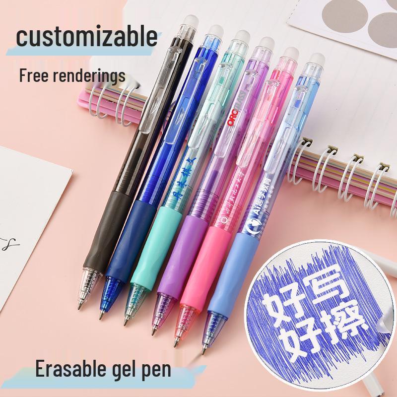 Customizable 0.5mm Thermo-Erasable Clickable Rollerball Pen, Crystal Blue with Magic Eraser, LOGO Customization Available.