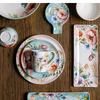Floral Ceramic Dinner Underglaze Rectangular 12-inch Large Soup Household Set