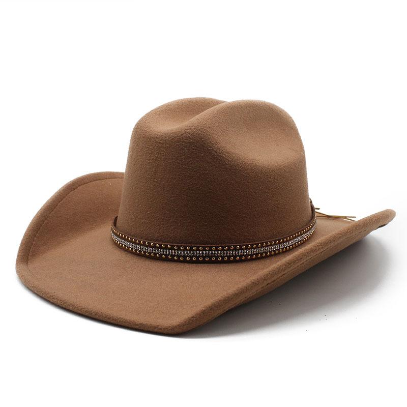 Big Edge Cowboy Top Hat Ethnic Tibetan Hat Soft Woolen Western Cowboy Hat Roll Edge Top Hat