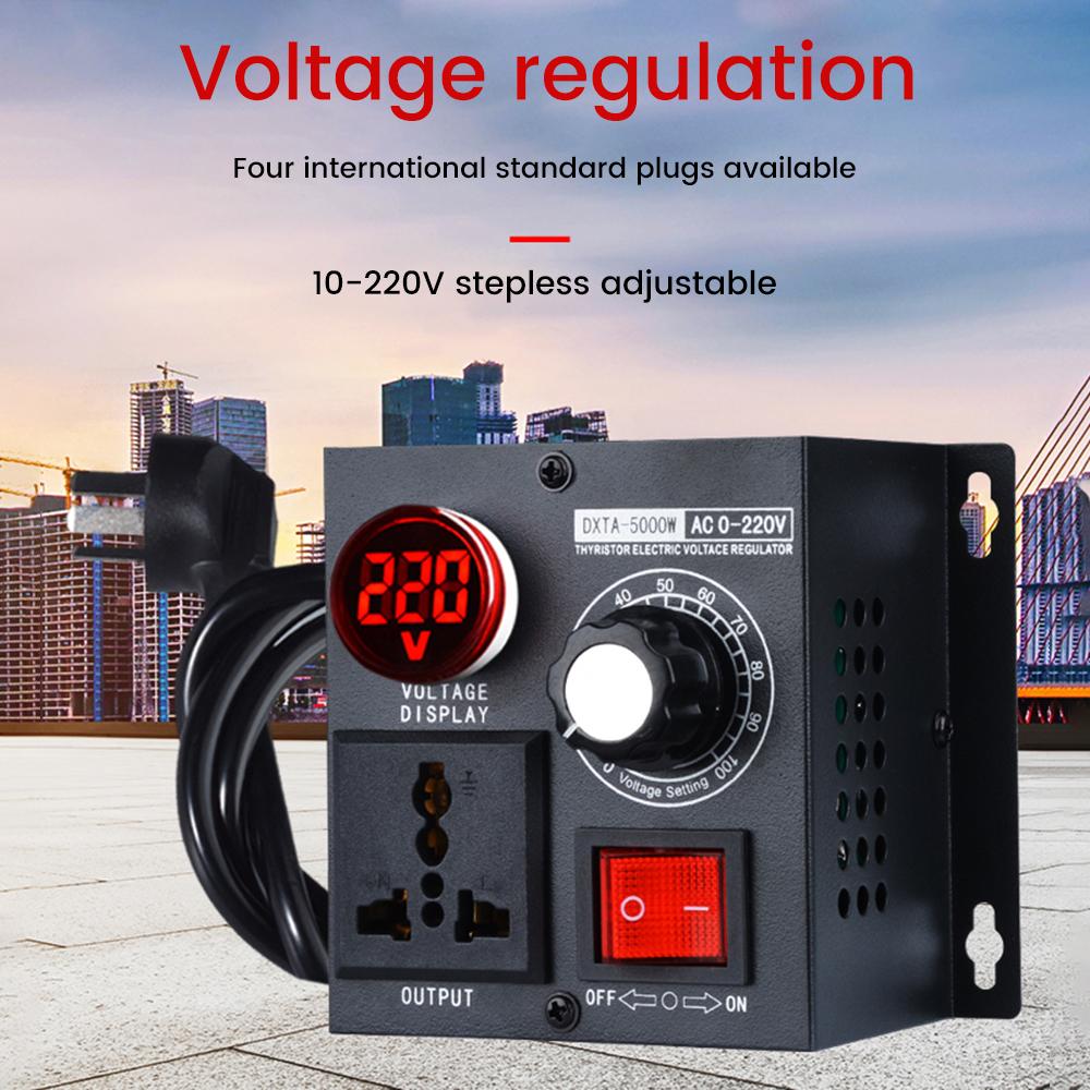 AC 110V/220V 5000W Stepless Voltage Regulator Light Dimmer Temperature Speed Adjuster Variable Monophase Voltage Controller