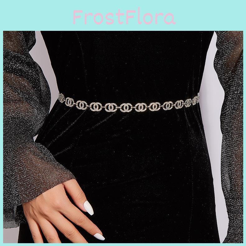 Rhinestone Double Fine Circle Shape Waist Chain Dress Waist Decoration Cinching