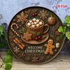 Vintage Round Iron Tin Sign Christmas Hot Chocolate Wall Art Home Decor