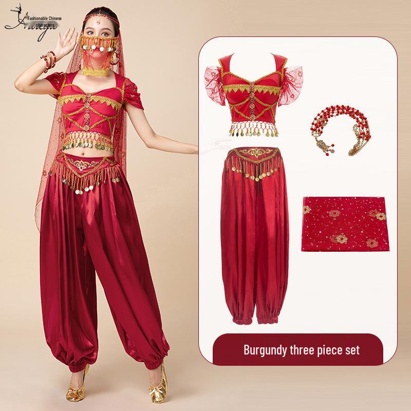Costume de Danse du Ventre Exotique Princesse Jasmine d'Halloween pour Adultes