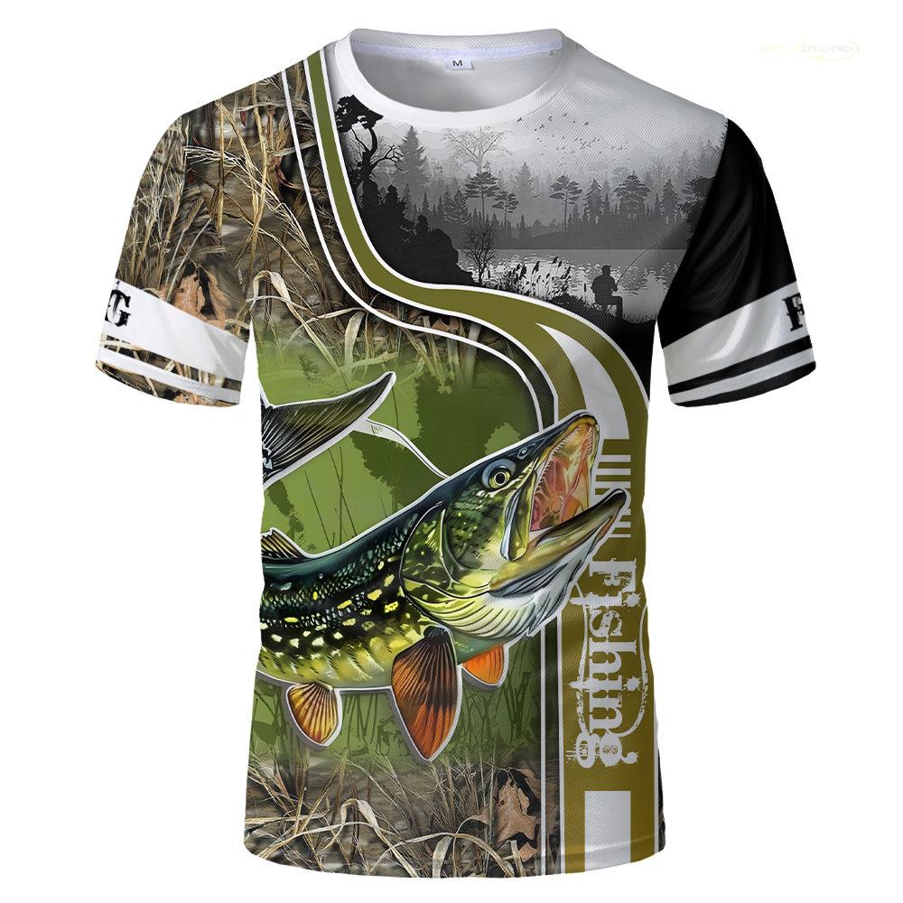 Short Sleeve Fishing Graphic T-Shirt, Ideal for Outdoor Angling Enthusiasts