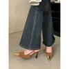 Spitze Dünne Absätze Slingback Pumps Damen KLEID für Metallverzierung Flache Luxus Schuhe Größe:35 40