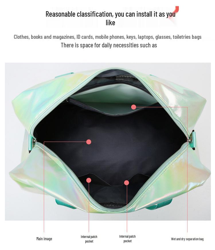 Large Capacity Colorful Shiny Fitness Travel Bag with Wet/Dry Separation - Versatile Crossbody Shoulder Bag