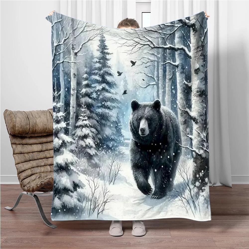 Cartoon Animal Wolf Flannel Throw Blanket Home Sofa Lunch Break Blankets for Bed Children Student Blanket Nap Cover Kids Gift
