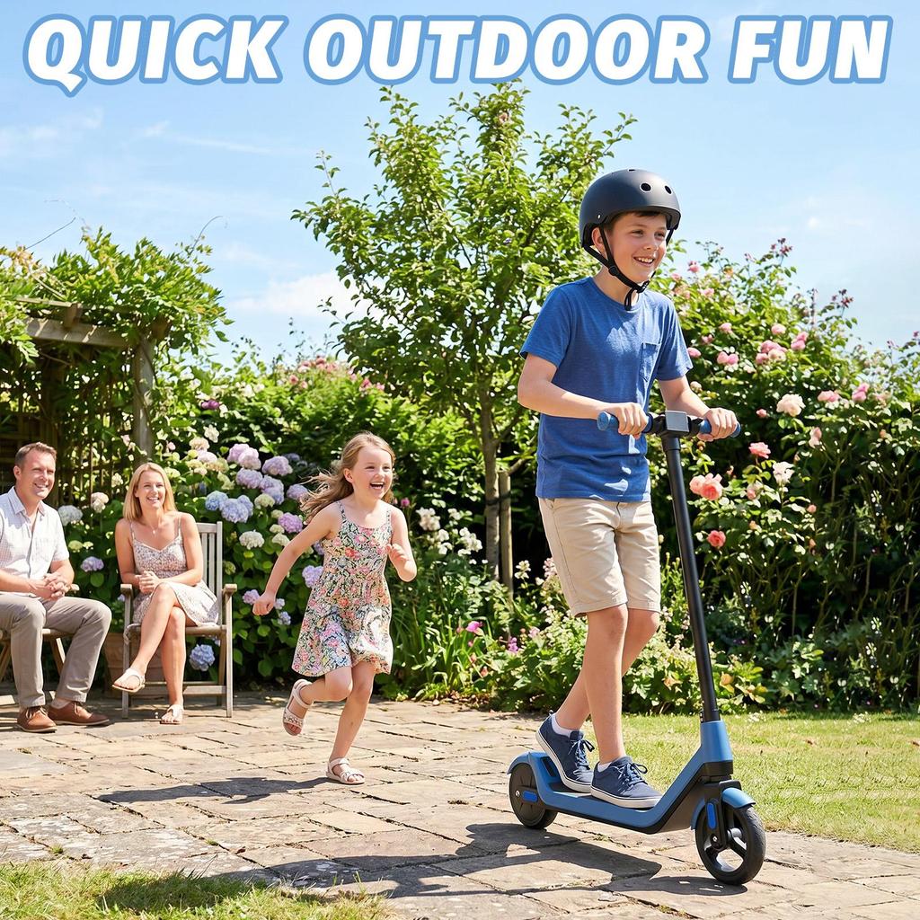 Patinete eléctrico infantil de 8 a 12 años, autonomía de 16 km, velocidad máxima de 16 km/h, patinete eléctrico ultraligero de 6,5 pulgadas con iluminación ambiental de colores.