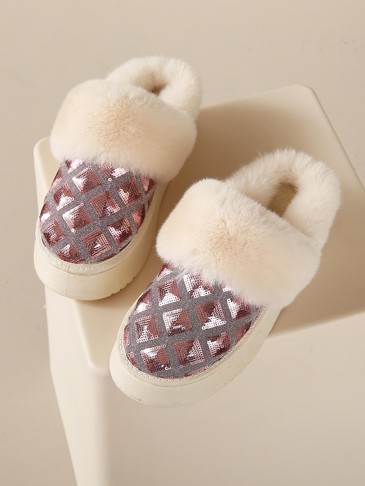 

Зимние новые модные женские хлопковые тапочки с круглой головкой, однотонные, большие, на толстой подошве, удобная женская обувь для улицы 42 розовый