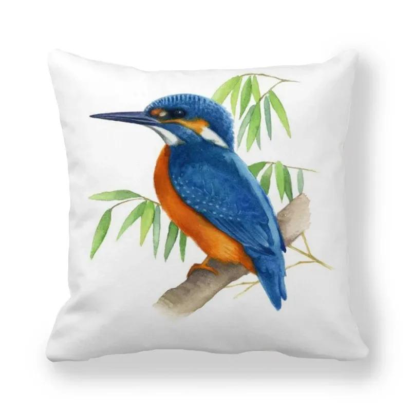 New Christmas Cushion Cover Print Robin Bird Pillow Navidad Gift Pillowcase Decoration