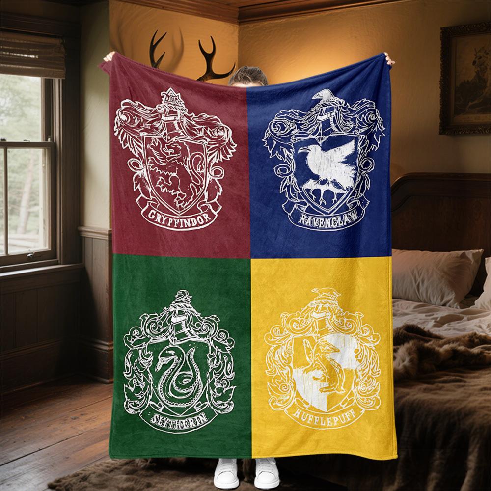 1 szt. Gryffindor Ravenclaw Slytherin Hufflepuff Zewnętrzny Flanelowy Koc Piknikowy Na Wszystkie Pory Roku Miękkie Ciepło, Wystrój Domu 1031226