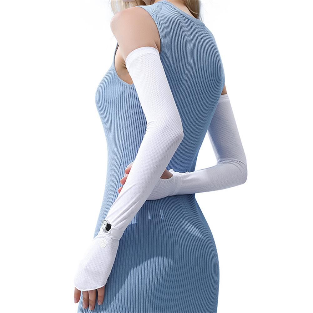 1 Pair Cooling Arm Sleeves With Thumb Hole Outdoor Ice Silk Uv Sun Protective Arm Sleeves