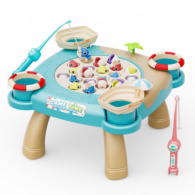 

Многофункциональный детский магнитный игровой стол для рыбалки с музыкой и вращающейся пластиной