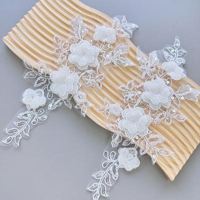 Leichter Luxus High-End Blumen Pailletten Stickerei Blumenpaar Hochzeitskleid Kleid Kleidung DIY Zubehör