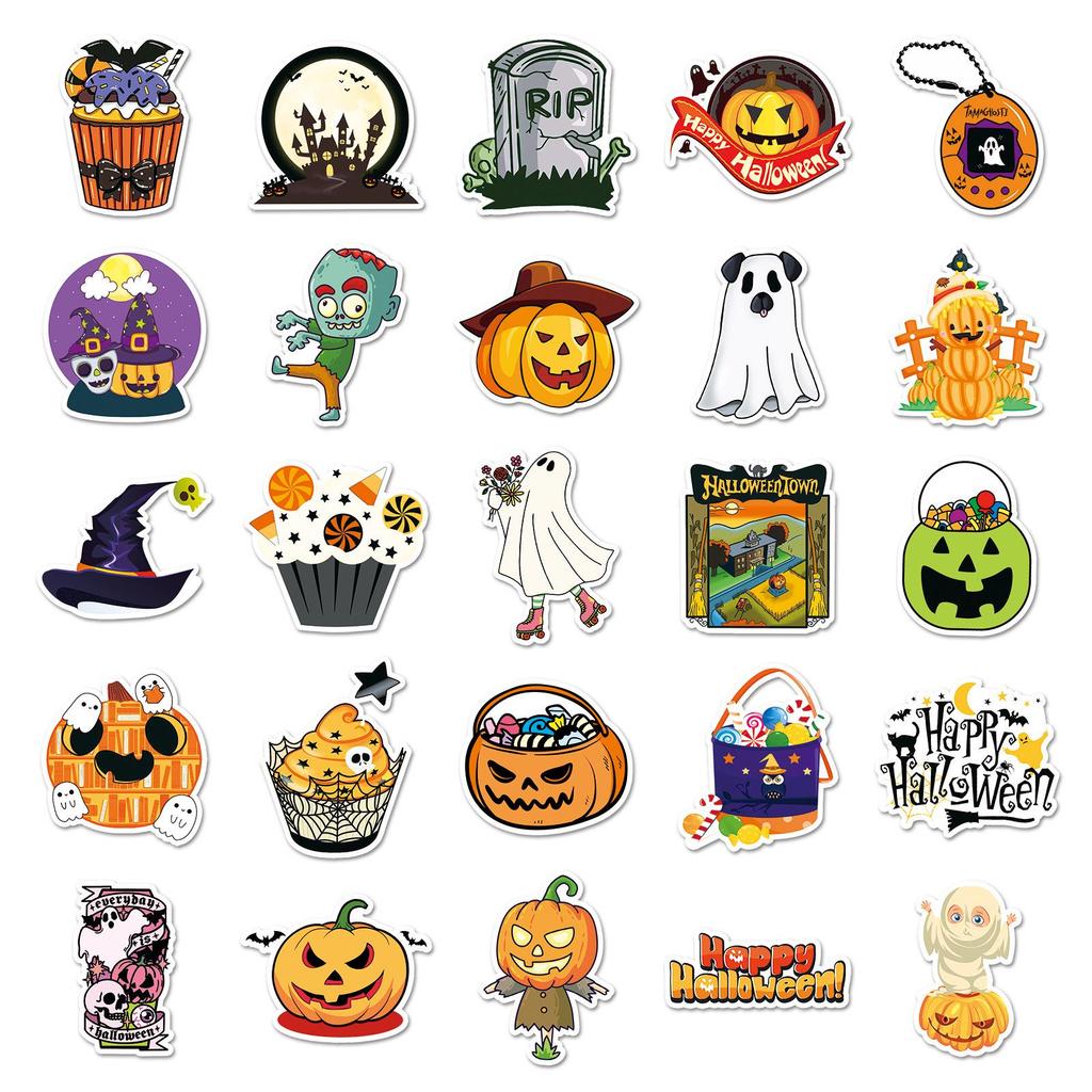 100 Halloween Graffiti Stickers: Personalized Cartoon Festival Decorations for Water Bottles & Phone Cases.