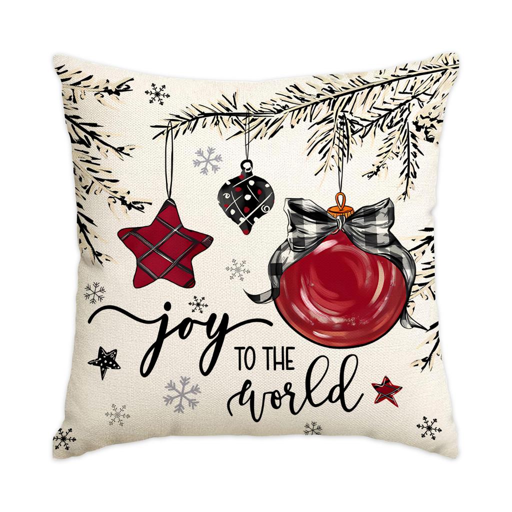 1Pc/4Pcs Christmas Pillow Cover, Merry Christmas, Rural Proverbs, Christmas Tree, Snowman, Bell, Snowflake Cushion Cover