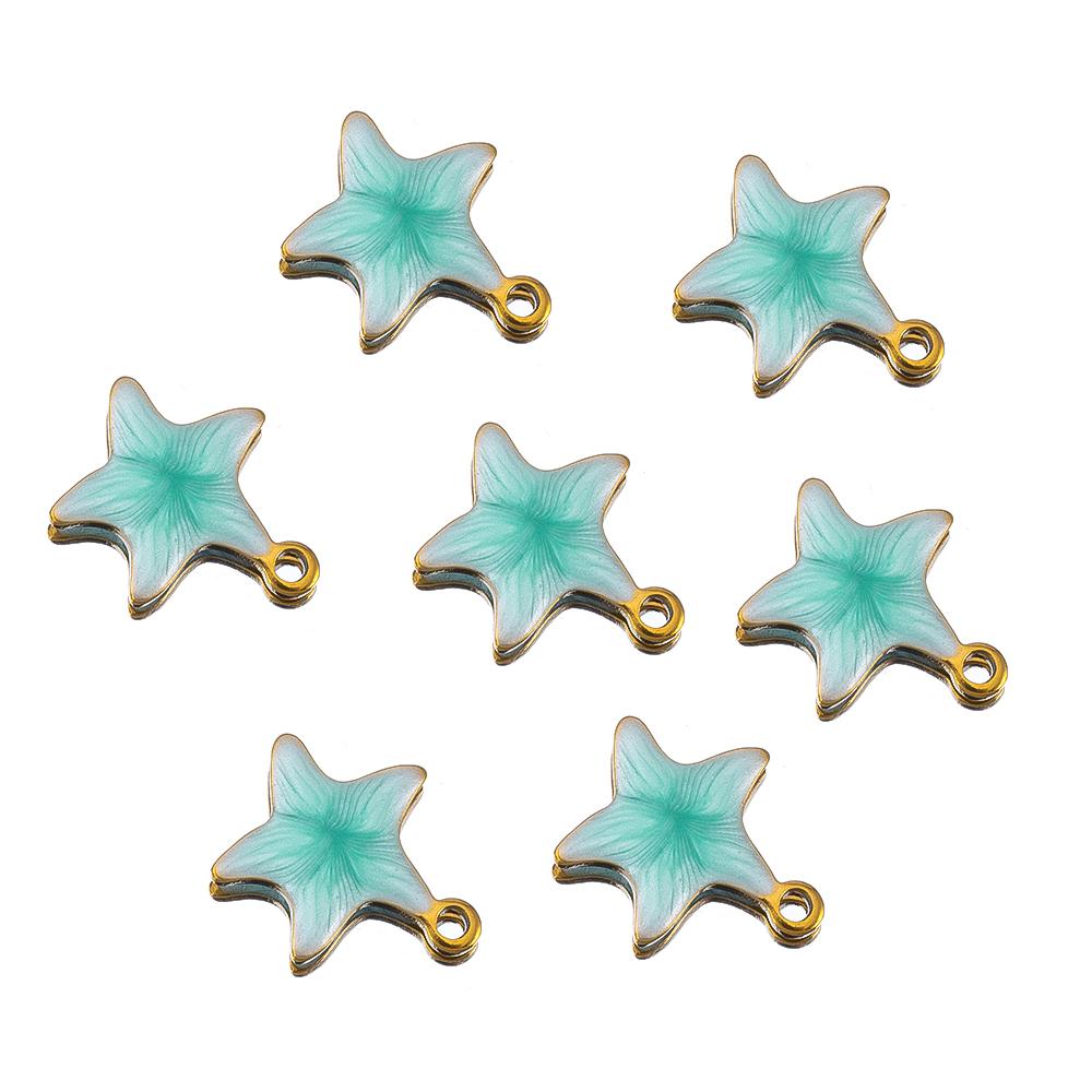 10pcs New Stainless Steel Colorful Marine Coral Starfish Fish Seaweed Charm Necklace Earring Pendant Base for DIY Jewelry Making