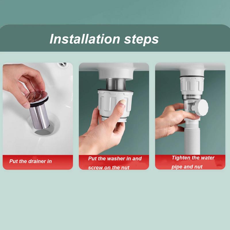 Flip Top Anti-Odor Drain Pipe Set Kitchen Sink Drain Retractable Deodorizing Filter Flexible Downspout Bathroom Anti Clogging