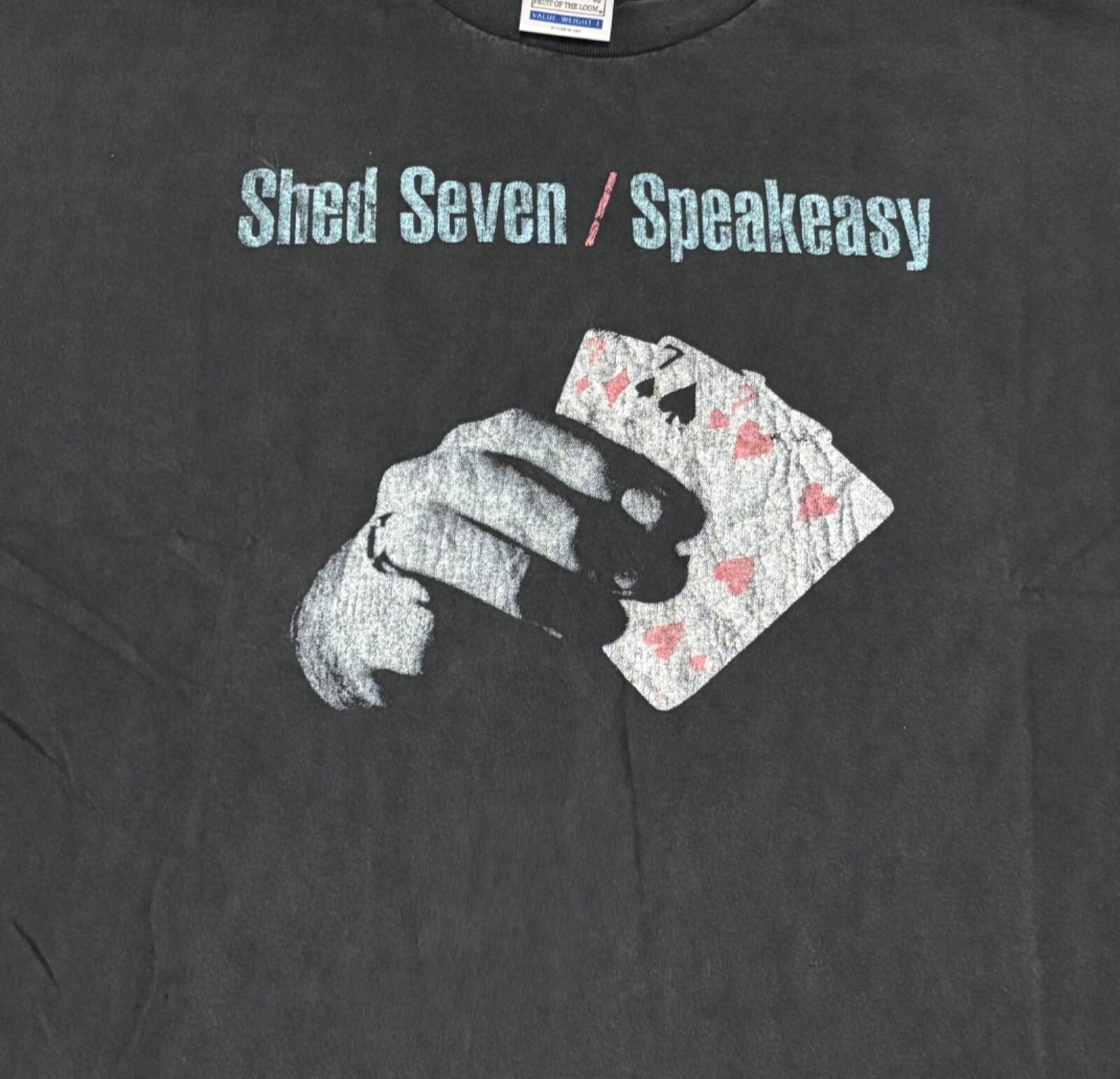 ВИНТАЖНАЯ Футболка SHED SEVEN Speakeasy Communication 90-е Годы Однострочный Шов РЕПРИНТ S