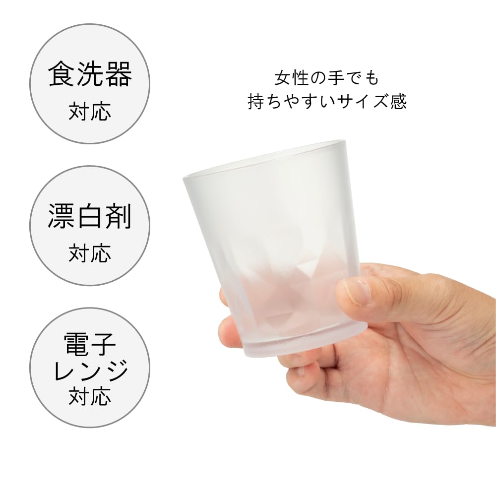 IJ Unbreakable Glass Tumblers, 10-Pack, 250ml, Microwave and Dishwasher Safe, Made in Japan, Perfect for Restaurants, Cafes, Outdoor Activities, Cute