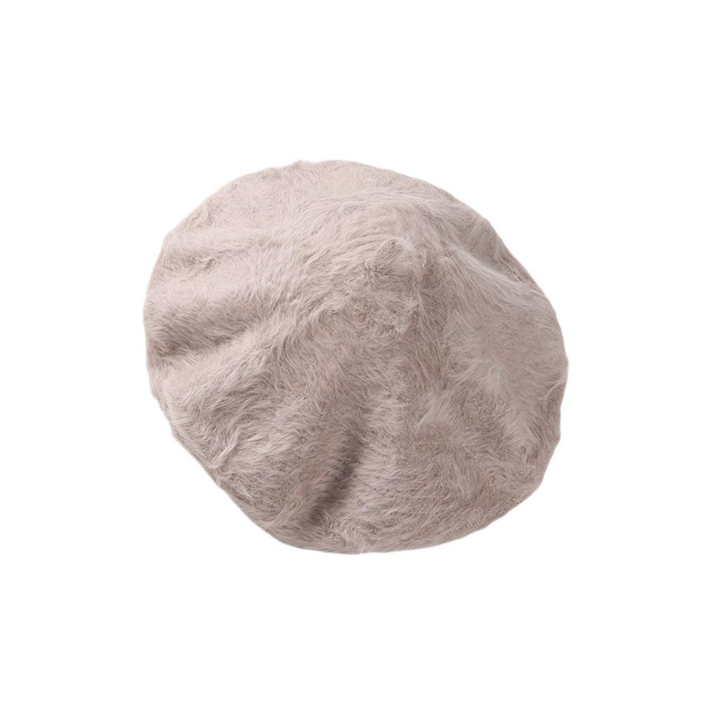Soft Pumpkin Painter Cap Solid Color Plush Octagonal Cap Elegant Faux Mink Beret Autumn