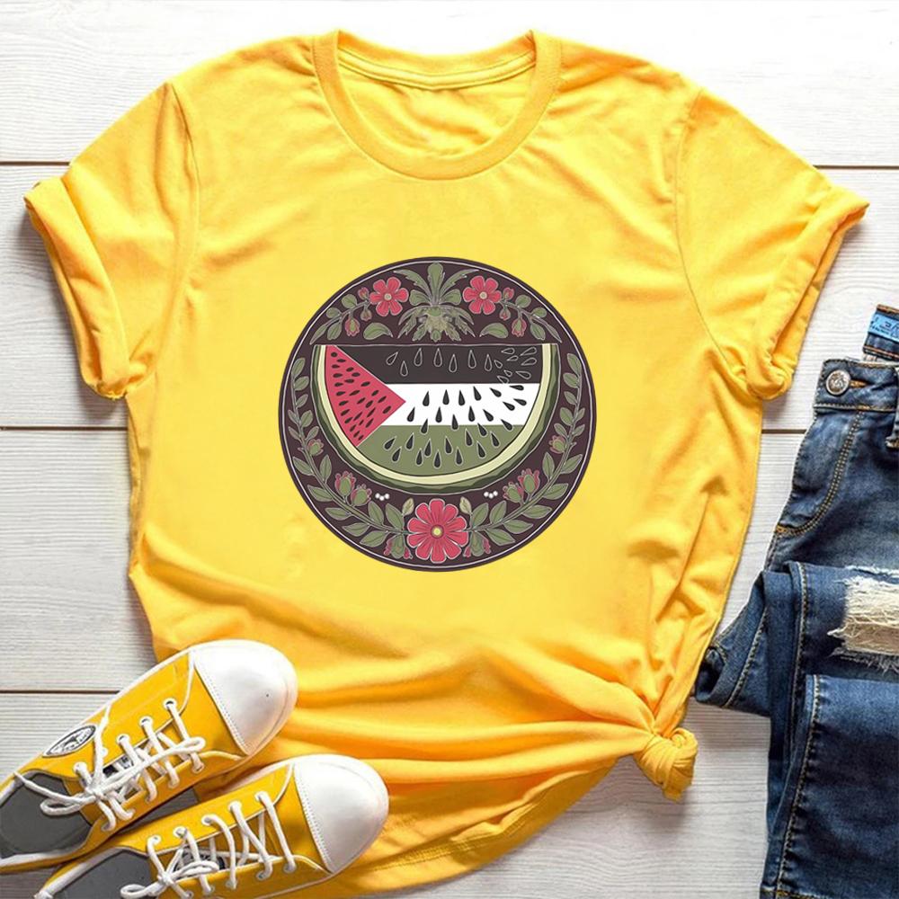 Watermelon Symbol Freedom T Shirt Human Rights T-shirt Peace and Love Tshirt Watermelon Flag Tees Unisex Short Sleeves Tops