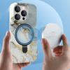 For iPhone 15 Pro Max Kickstand Case Marble Pattern PC+TPU Magnetic Phone Cover