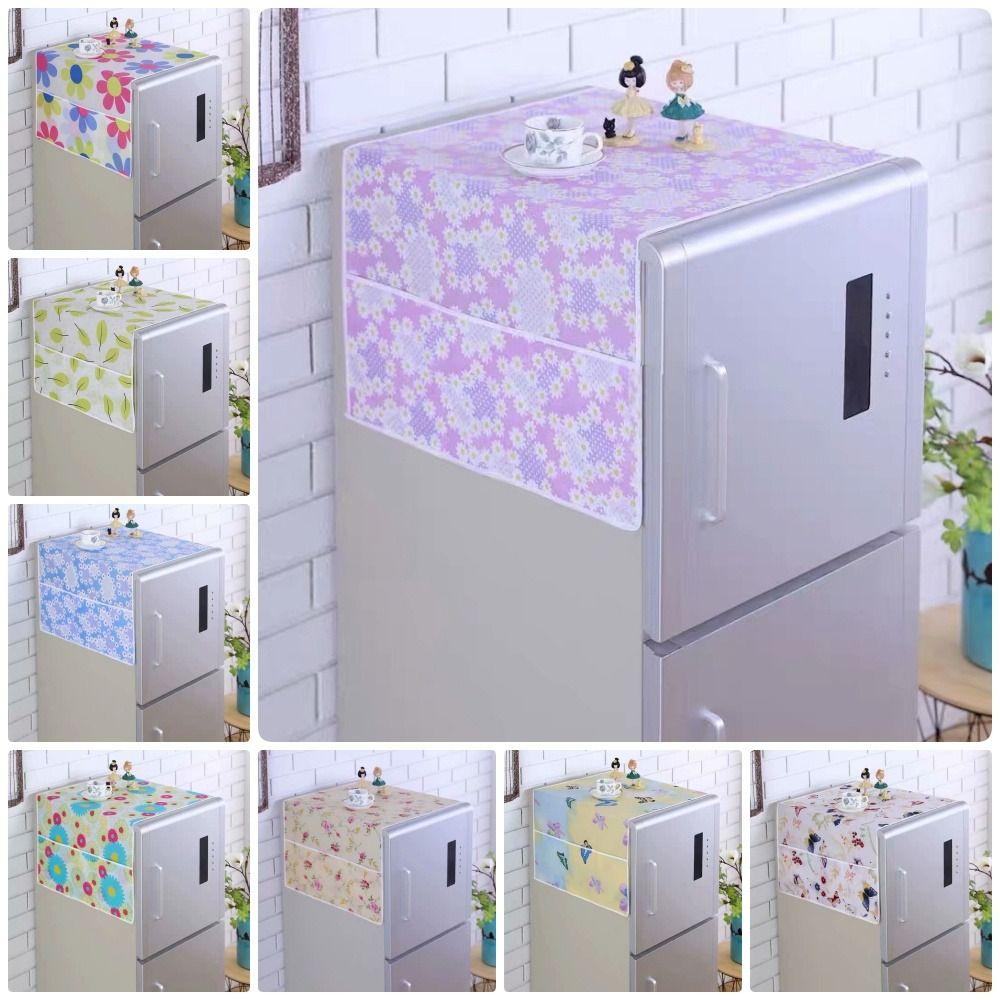 1Pcs New 55x120cm Refrigerator Dust Cover Cotton Linen Dustproof Refrigerator Cloth with Storage Bag Washing Machine Towel