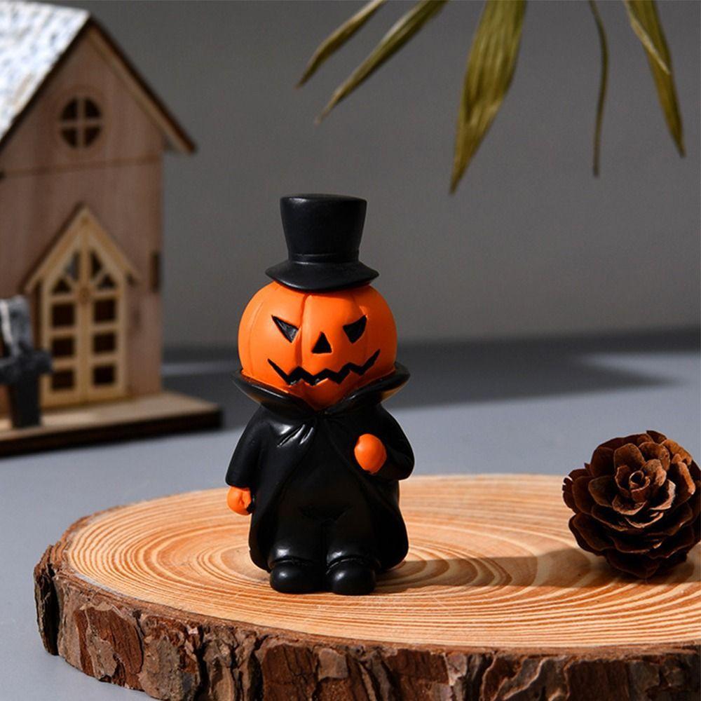 3Pcs/Set Durable Mini Devil Pumpkin Figurine Resin Halloween Ornament  Tabletop Decoration