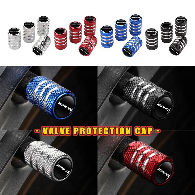 4pcs Metal Car Wheel Tire Valve Stem Cap Airdust Cover For Mercedes Benz AMG C180 C300 W124 W176 W177 C200 C260 GLC CLE CLA AJ1