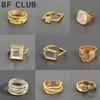 BFCLUB 925 Sivler Gold Color Square Sotne Zircon Rings For Women Distressed Opening Handmade Ring Fashion Fine Jewelry