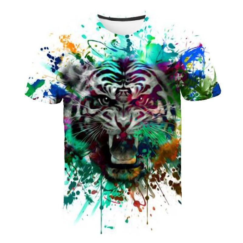 Summer Colorful Tiger 3D Digital Printed Animal T-shirt Men's Women's Short Sleeves Shirt