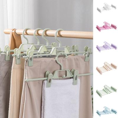 5Pcs Skirt Peg Hanger Traceless Plastic Pants Rack Multifunctional Household Hanger Adjustable Trouser Clips Save Space Hanger