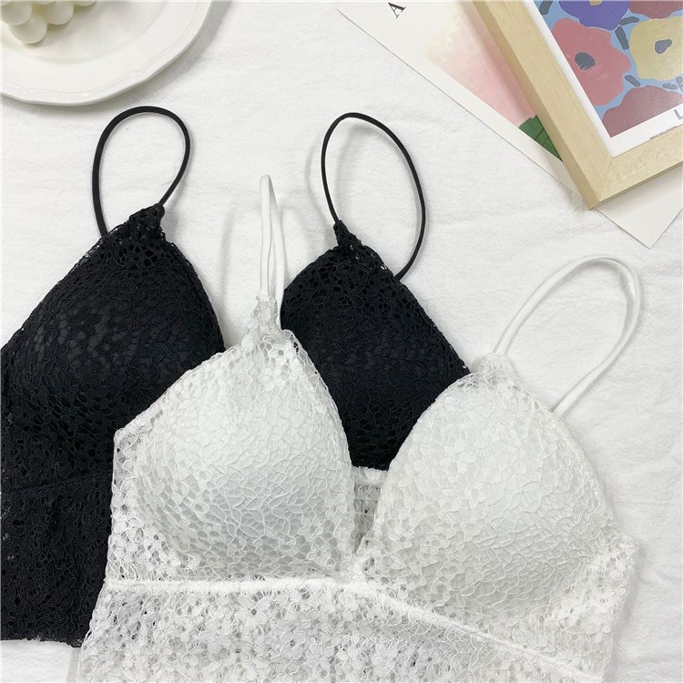 French Lace Beautiful Back Underwear Anti-slip Wire-free Bandeau Slim Fit Short Vest