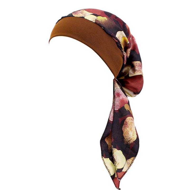 Ethnic Style Strap Headscarf Cap, Elastic Wide-Edge Streamer Headband Chemotherapy Cap Home Hat Jdt-329C