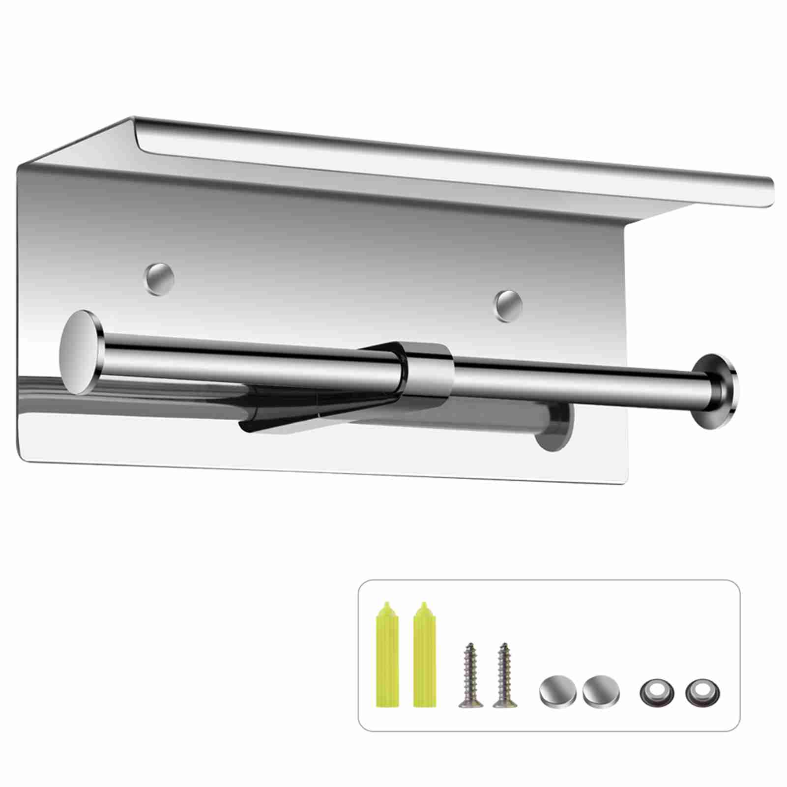 

Stainless Steel Toilet Paper Holder Wall Mounted SUS 304 Stainless Steel Double Roll Toilet Paper Holder Dual Paper Tissue Roll