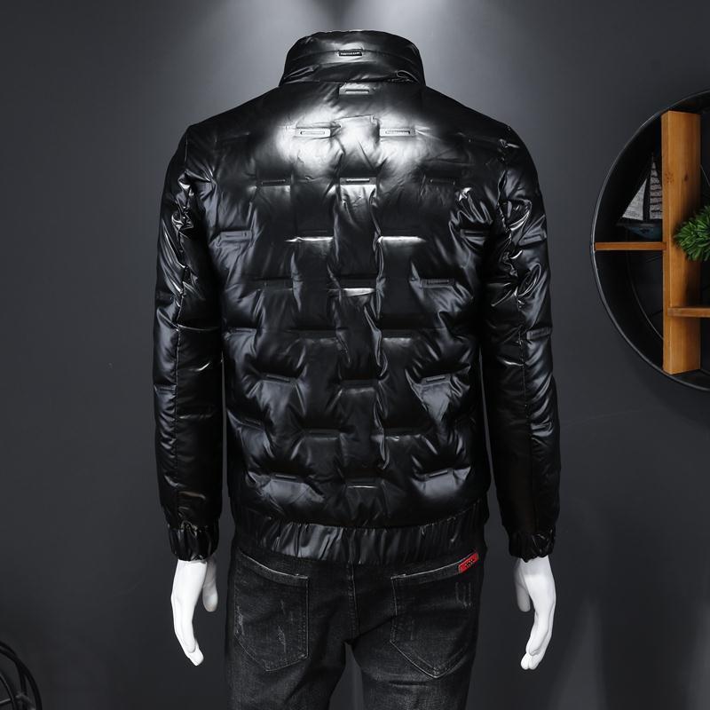 Men's Trendy Short Korean-Style Shiny Down Cotton Jacket - Thick, Warm, and Cold-Proof for Winter