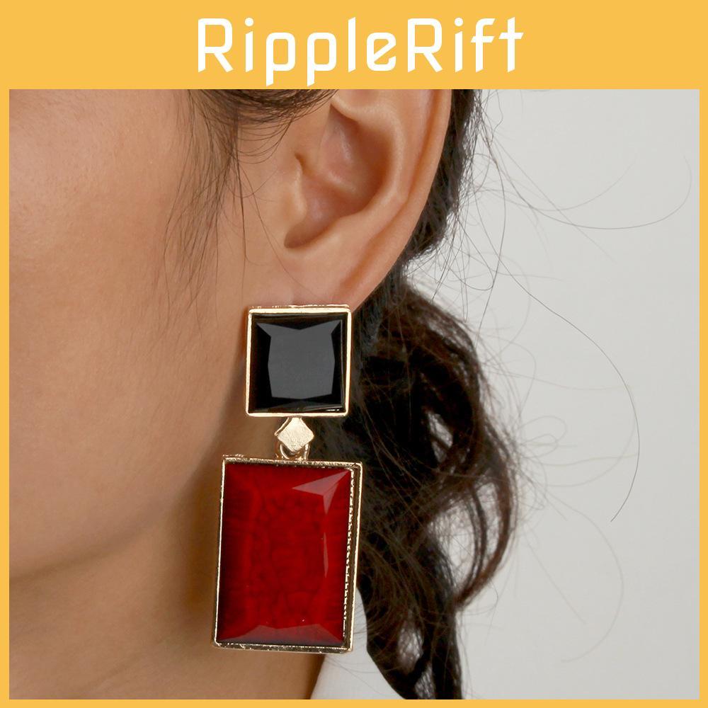 Boho Geometrische Harzohrringe mit Strasssteinen für Frauen Retro Festival Schmuck