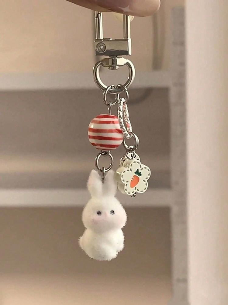Cute Cartoon Plush Bunny Keychain Fashionable Versatile Backpack Pendant Lovers Pendant