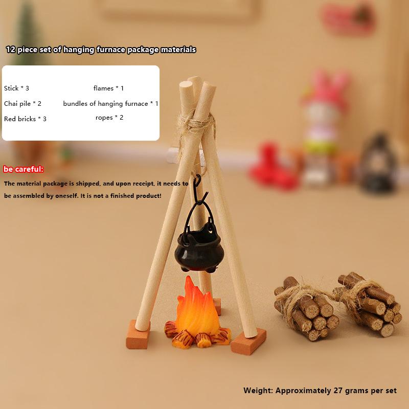 

1 комплект микро-садовых ландшафтных украшений 1:12 кукольных домиков, кемпинг, сцена у костра, модель, миниатюрное украшение для костра, аксессуары для самостоятельного изготовления as the picture