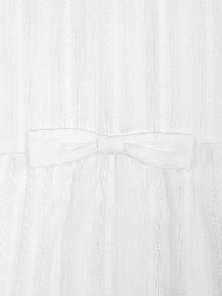 TUOMIO Puff Sleeves Ribbon Blouse [White]