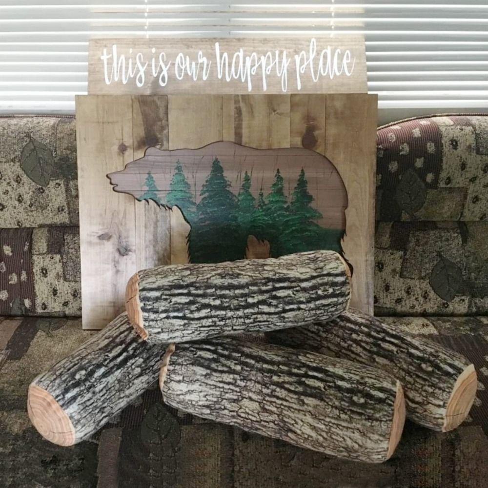 Cute 3D Tree Trunk Cushion Soft Decorative Round Log Cushion Natural Wood Design Comfortable Sofa Cushion Bedroom Living Room