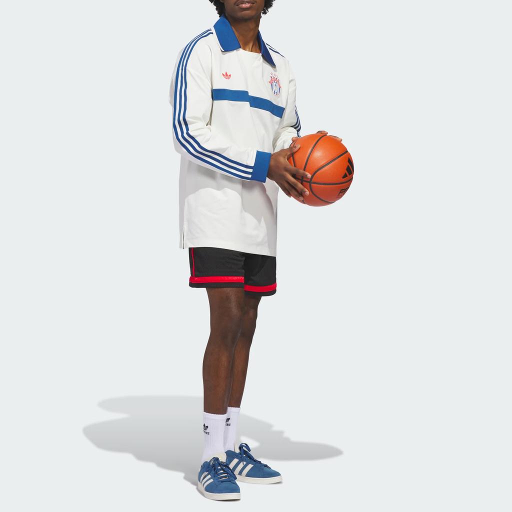 adidas Originals Basketball Court Stripe Loose Casual Long Sleeve Polo Shirt Unisex Tops KB7521