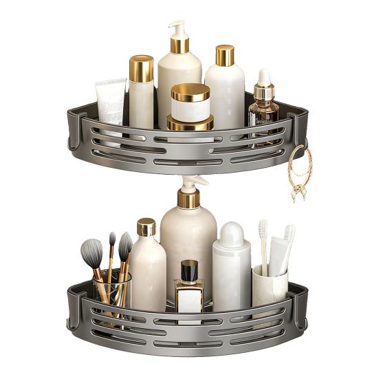 Hörnförvaringsställ Superbärande Spikfri Installation Badrumsorganisatör med Starkt Klister Fuktsäker Design Förvaringsorganisatör