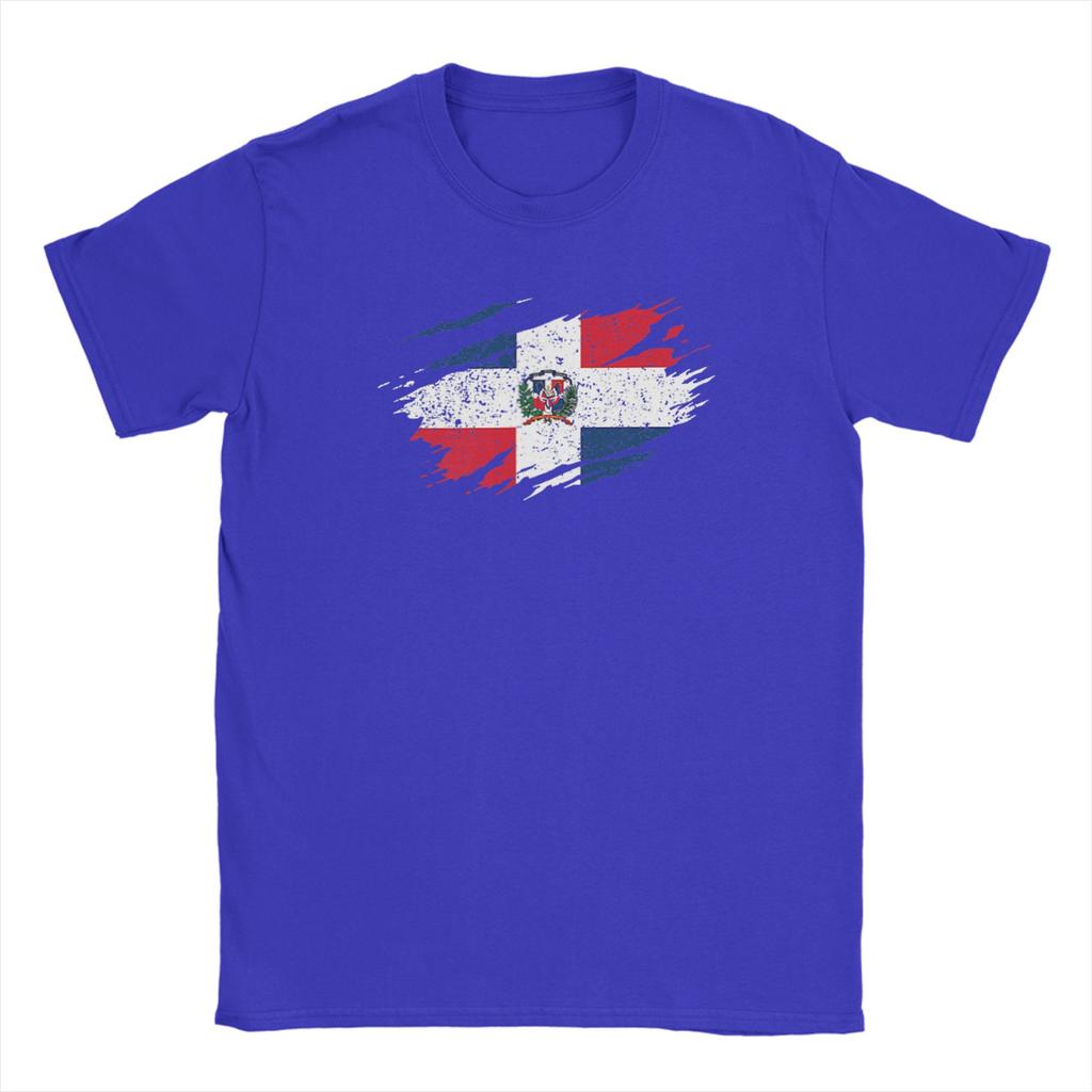 Dominikanische Republik Flagge 100% Baumwolle T-Shirt Für Unisex Sommer Y2K Lustige T-Shirts Rundhals Mode T-Shirts Übergroße Kleidung