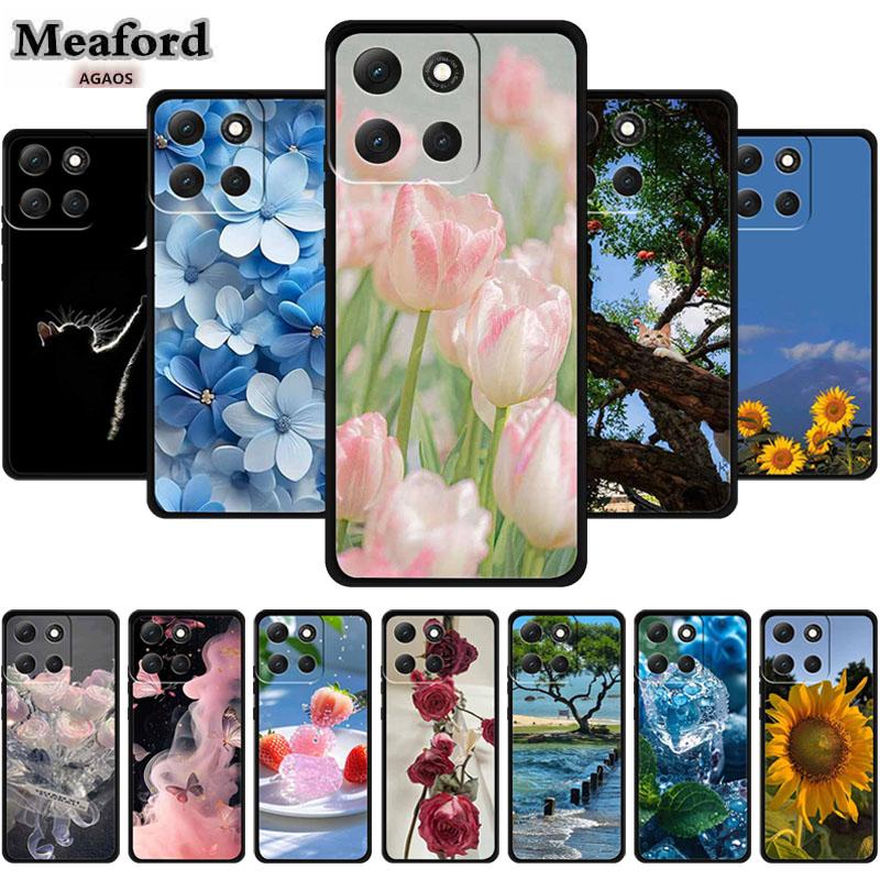Floral Case For Moto G86 Power Soft Silicone Phone Cover Funda Motorola G 86 Power Black TPU Coque Shockproof Protective Shell