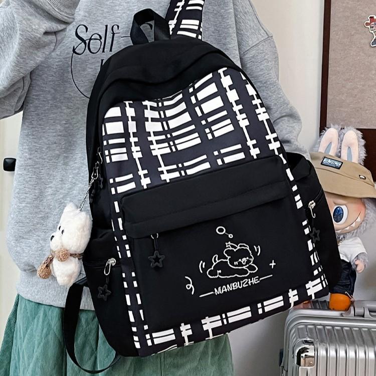 Schoolbag lightweight backpack female leisure travel student schoolbag female ins wind Korean version girl contrasting color backpack