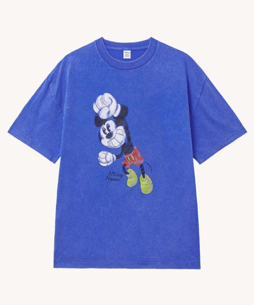 VTWO Fade Wash Happy _Mickey_ T-Shirt (Blue)